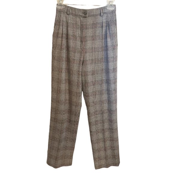 Vintage Pendleton Virgin Wool Gray Houndstooth High Waist Fully Lined Pants 4P - Picture 1 of 8